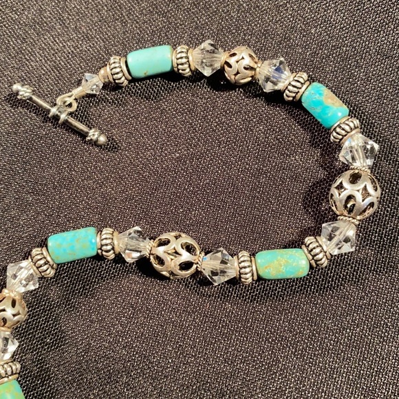 Sterling Silver Swarovski and Turquoise Bracelet - Picture 3 of 6
